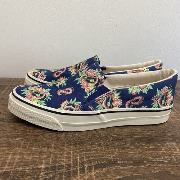 SUN SURF Japan Hawaiian Ukulele Lei Floral Printed Canvas Slip On Shoes - Picture 5 of 12